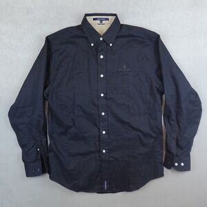 Maserati Shirt Mens Long Sleeve Button Down Black Cotton Mens Size Medium